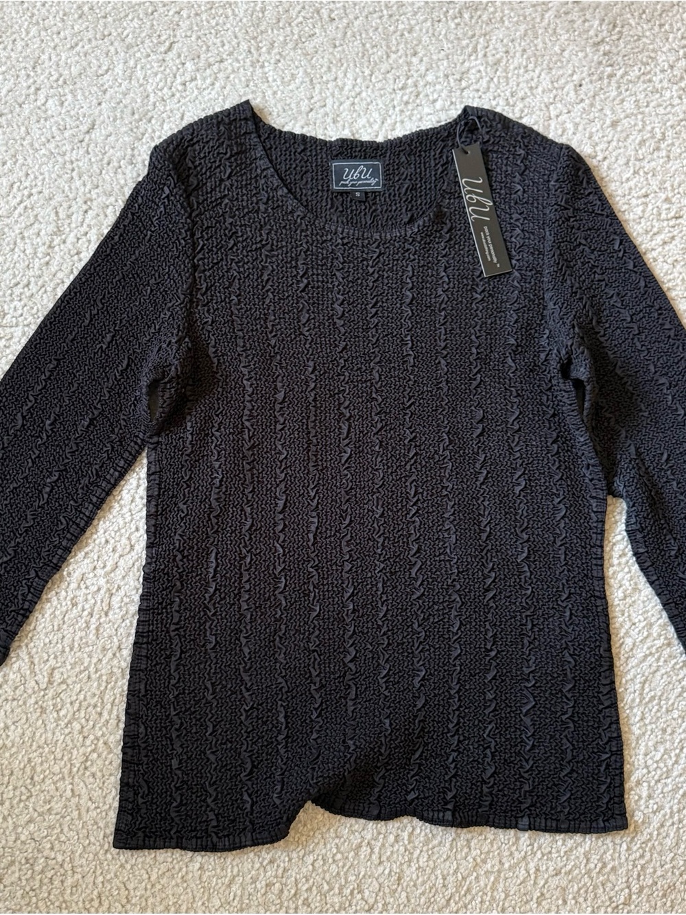 Ubu Textured Black Long-Sleeve Blouse